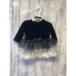 The Place Baby Black & White Tulle Skirt Long Sleeve Party Dress Size 6-9M